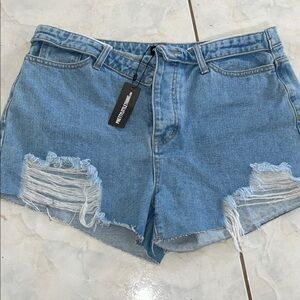 PrettyLittleThing Light Blue Distressed Jean Shorts